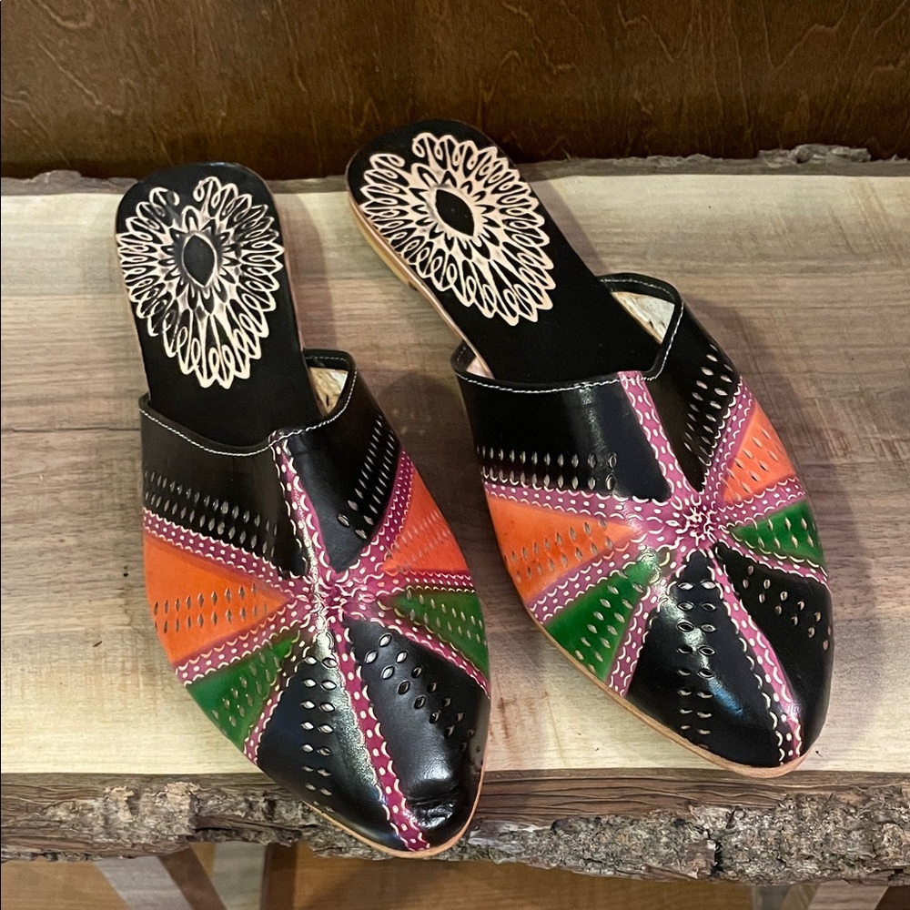 Colorful Women's Slip-On Leather Sandals